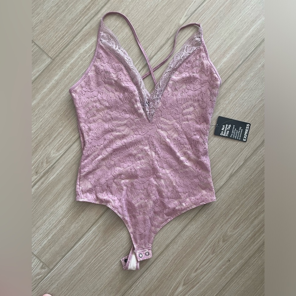 NWT Express light pink lace bodysuit